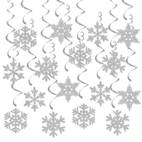 8 Pcs Christmas Snowflake Hanging Swirl Decorations Winter Party Glitter Snowflake Ceiling Streamers for Christmas Birthday Baby Shower New