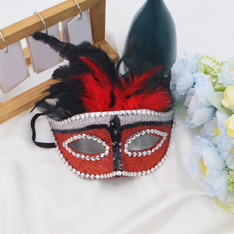 Stylish Feathered Accented Face Cover For Halloween Cosplay Event Lightweight Halloween Party Accessories