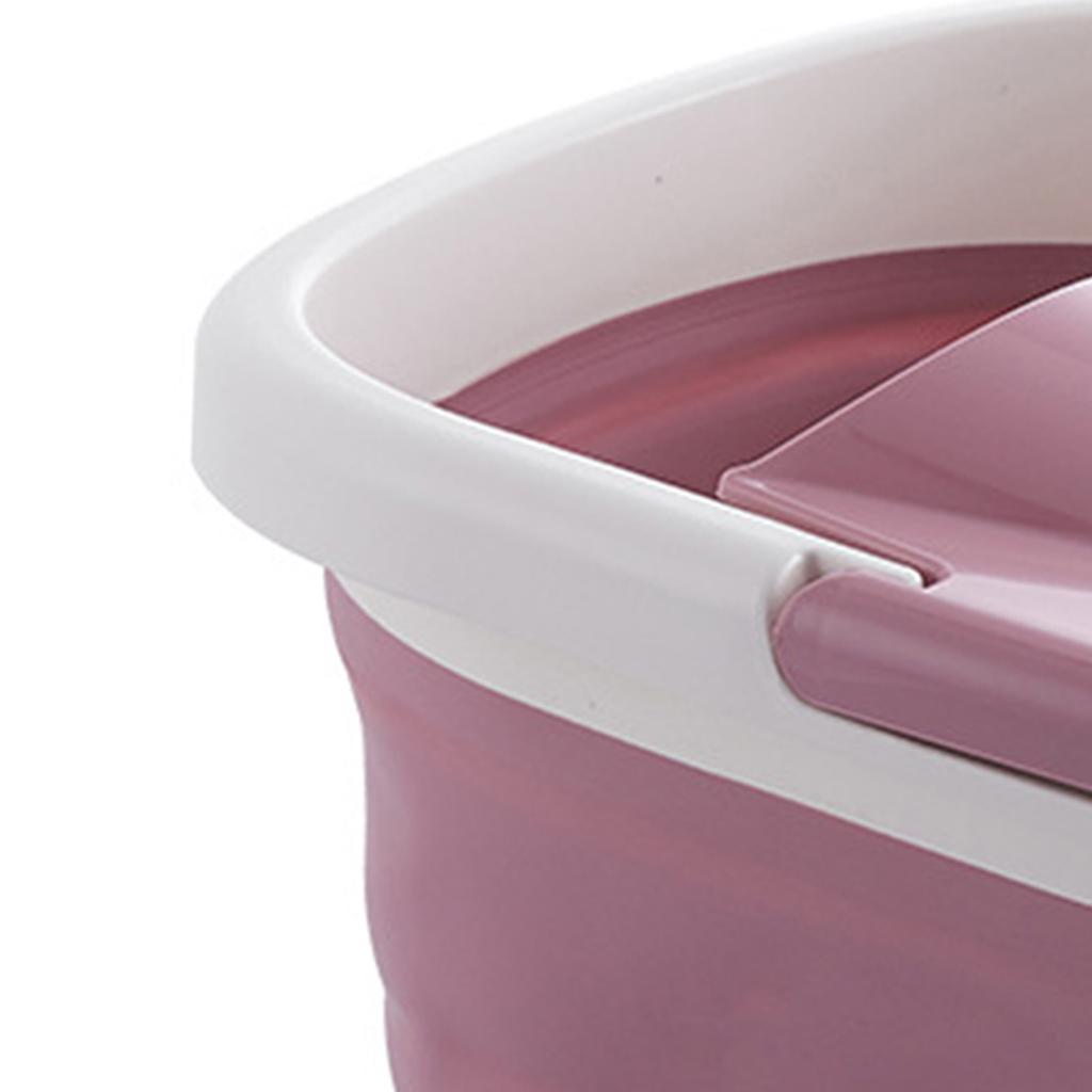 Collapsible Foot Bath Tub with Massaging Rollers Portable Foldable Foot Spa Soak Bath Tub with Handle Lid Pink
