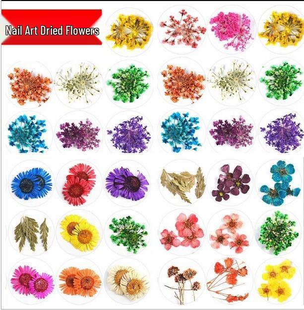

2018 New Style Nail Art Decals: Dried Flowers & Rhinestone DIY Decorations