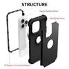 For iPhone 15 Pro Max 3-in-1 PC+Silicone Phone Case Anti-drop Cell Phone Cover