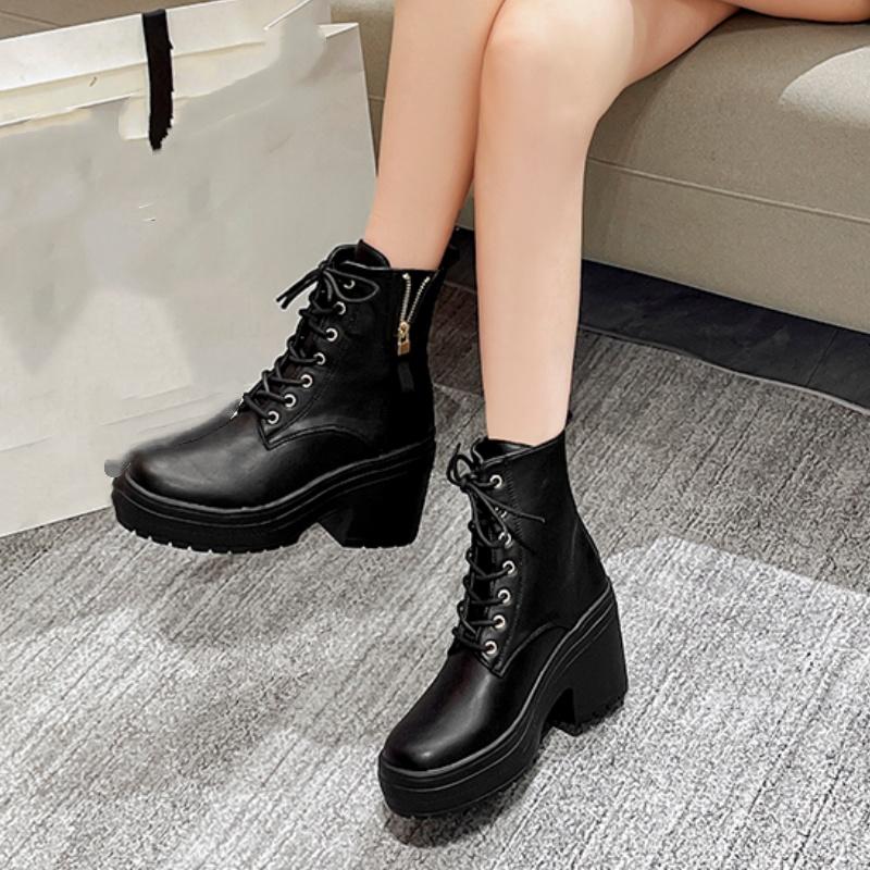 Fashionable New Round Toe Thick Soled Non Slip Casual Women'S Boots Winter Comfortable Square Heel Sexy Riding Boots