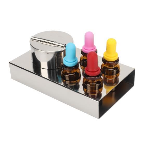 6pcs Dental Medicine Drop Bottle 10ml Amber Glass Tincture Dropper Bottles with Stainless Steel Holder 