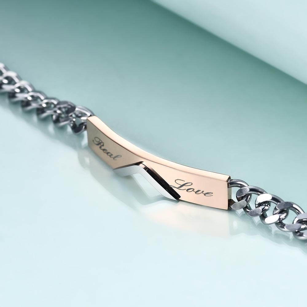 5MM Titanium Steel Valentine's Couple Bracelet - Customizable with Laser Engraving