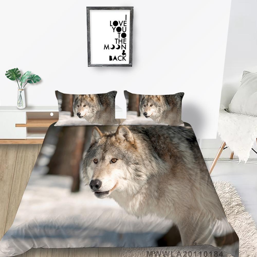 

Комплект покрывал для кровати, современный 3D-принт с волком, один полноразмерный домашний текстиль, пододеяльник, комплект с наволочкой, модные комплекты постельного белья EU Single 135x200cm