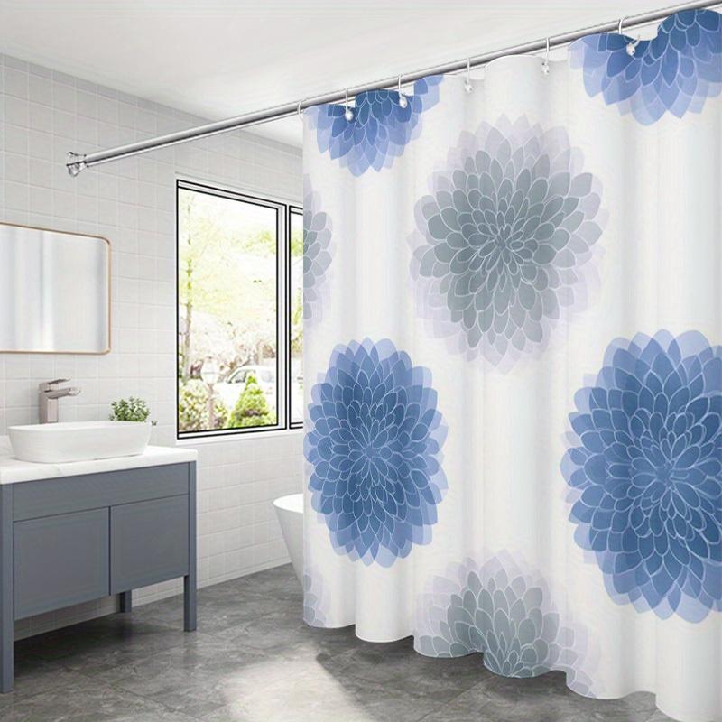 

Polyester Simple Style Blue-Gray Gradient Flower Shower Curtain - Adds Modern Freshness to Bathroom Decor, Home Bath Accessory 90X180cm