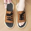 New Luxury Men's Summer Lace Up Open Toe Design Slippers Cool Breathable Anti-slip Outdoor Trendy Beach Shoes
