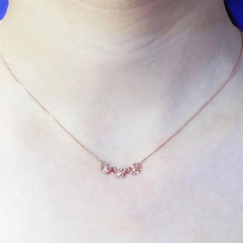 Purple Gold Butterfly Necklace, Simple Niche Temperament, Elegant Rose Gold-Plated Color Gold Chain