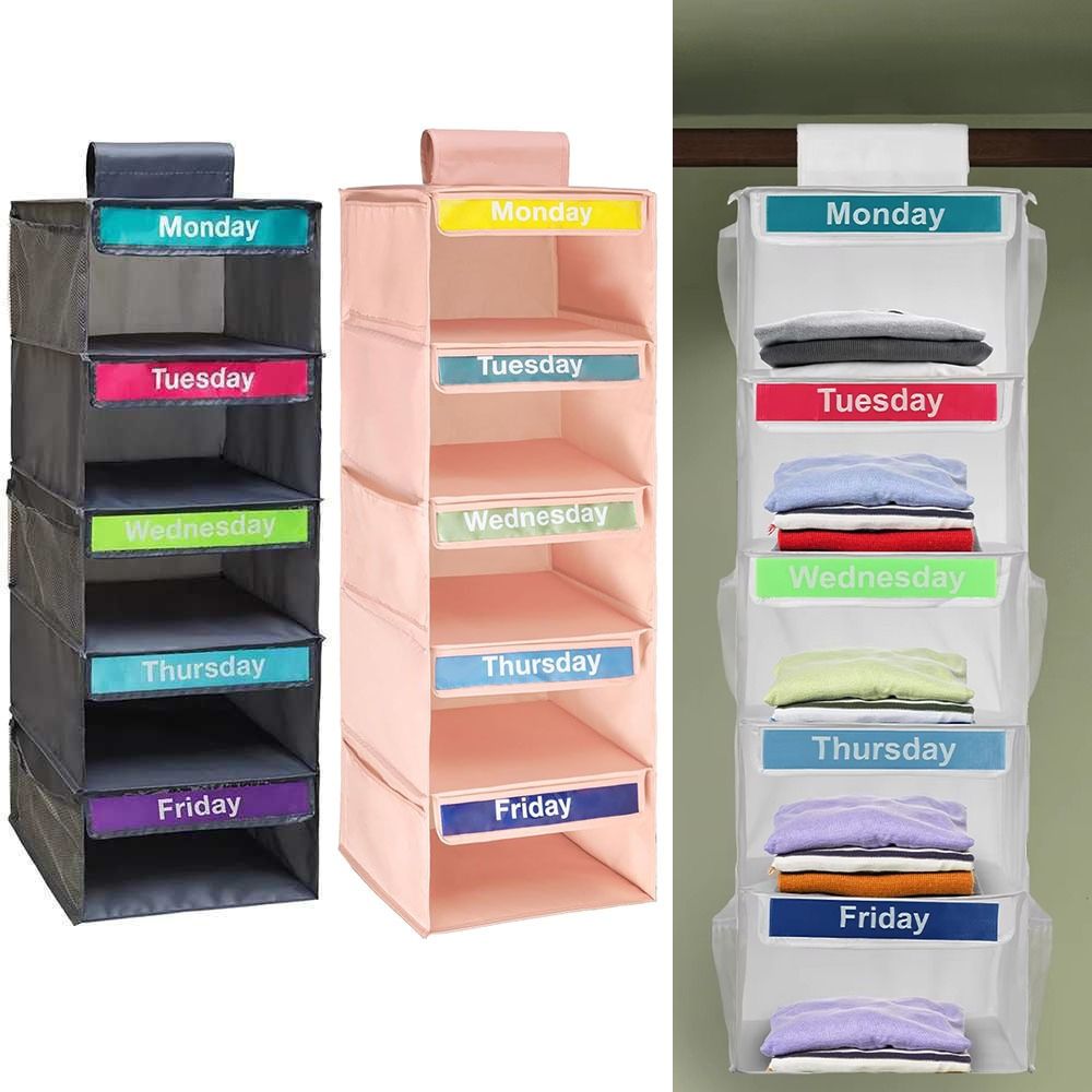Foldable Kids Daily Clothes Organizer Side Pockets Closet Hanging Storage Bag  Socks