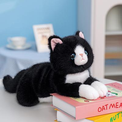 Animal de Peluche Gato Realista, Súper Lindo, Esponjoso, Almohada Corporal con Bolas Ponderadas en la Barriga, Almohada Corporal Relajante, Regalo Divertido, Celebración,