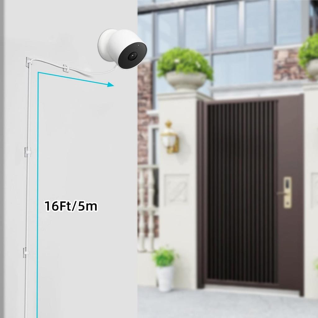 Power Adapter for Nest Camera Outdoor Indoor Outdoor Charging Cable Provide Continuous Power Supply Camera Accessories