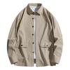 Men's Long-sleeved Casual Loose Military Work Jacket Tops Trendy Big Pocket Shirt