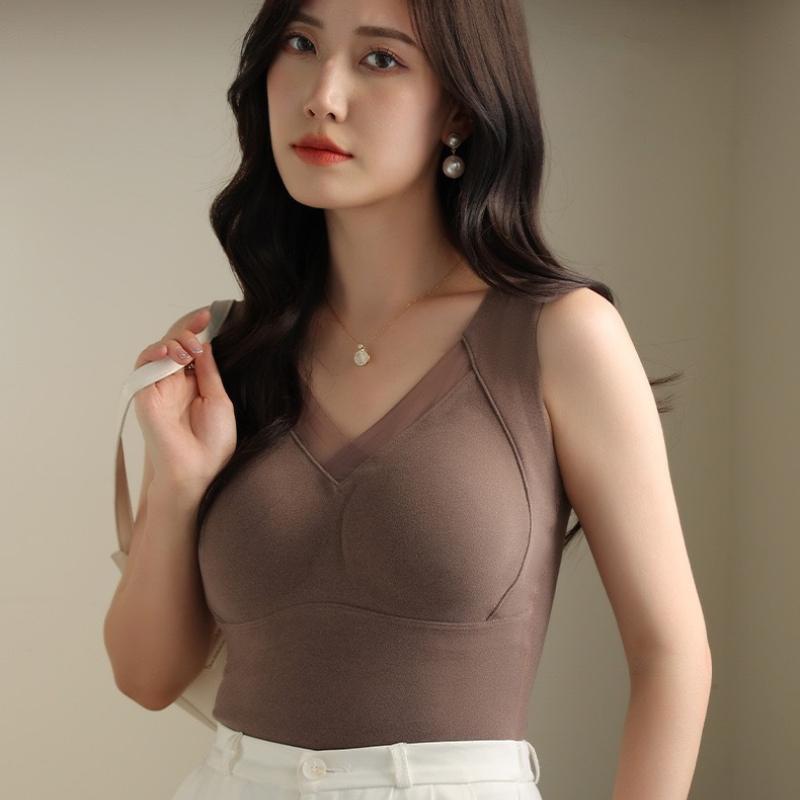

Осенне-зимнее немецкое бархатное теплое нижнее белье женское без ношения бюстгальтер с фиксированной чашкой двухсторонний матовый теплый жилет для женщин 2XL кофейный