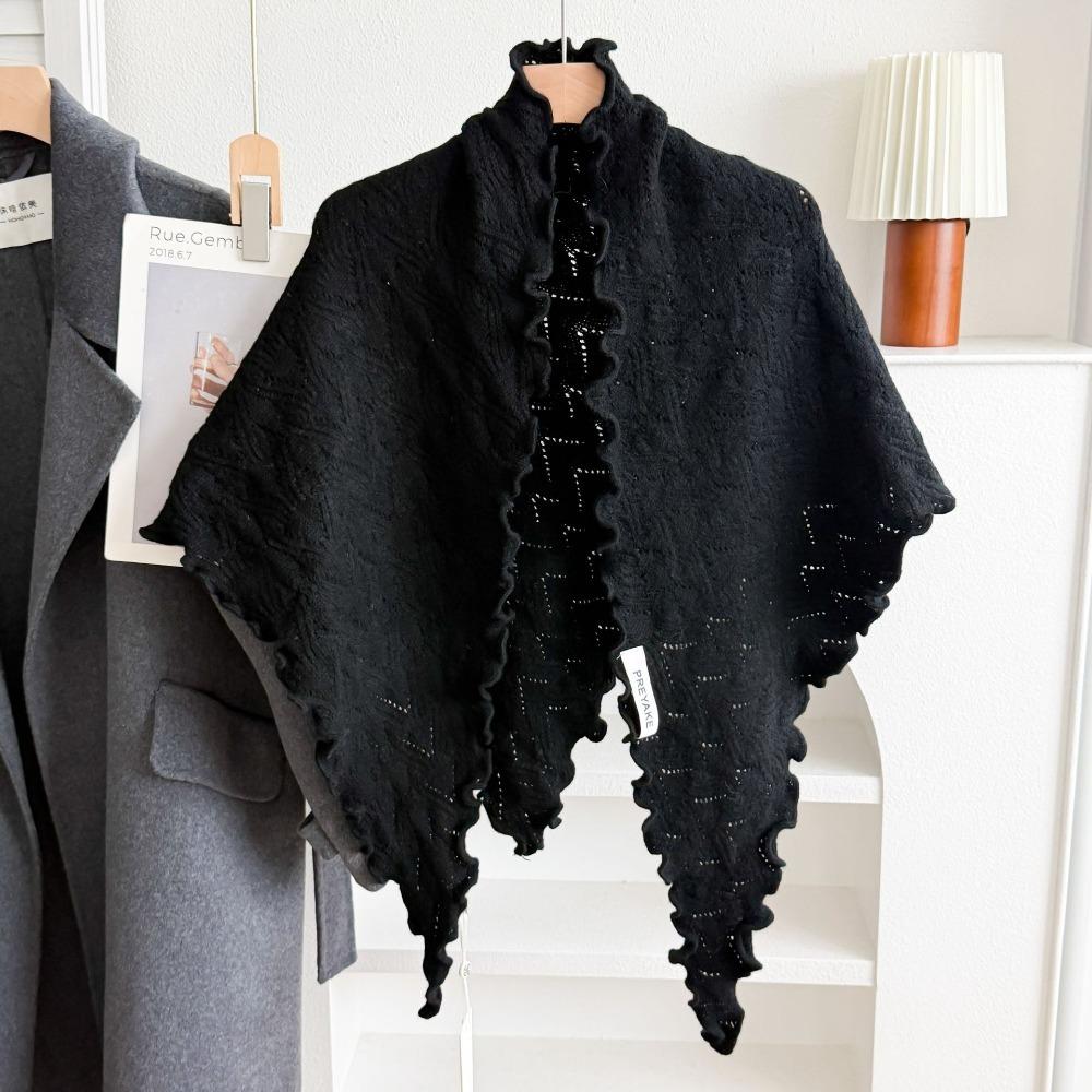 Solid Color Women Scarf Wool Blend Wool Bandana Fashion Triangle Scarf Autumn Winter