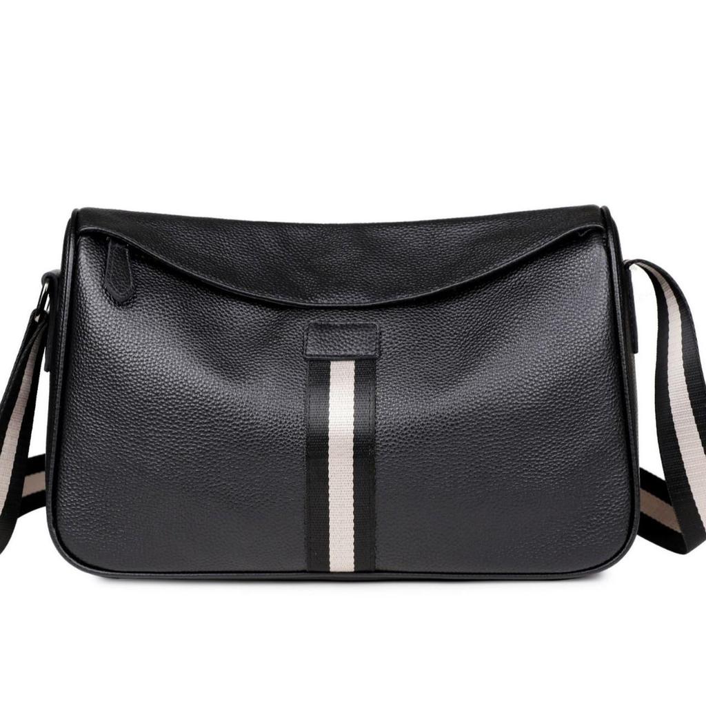 Men's Urban Minimalist Genuine Leather Crossbody Shoulder Bag - Large Capacity