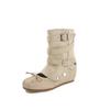 New Belt Buckle Boots for Women, Detachable Ballet Inner Height-increasing Single Shoes, Western Knight Boots