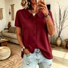 Women's Knit Button Down Short Sleeve Top with Collar, Casual Color Blouse