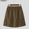 INCERUN Men Drawstring Elastic Waist Pockets Casual Cargo Shorts Half Pants