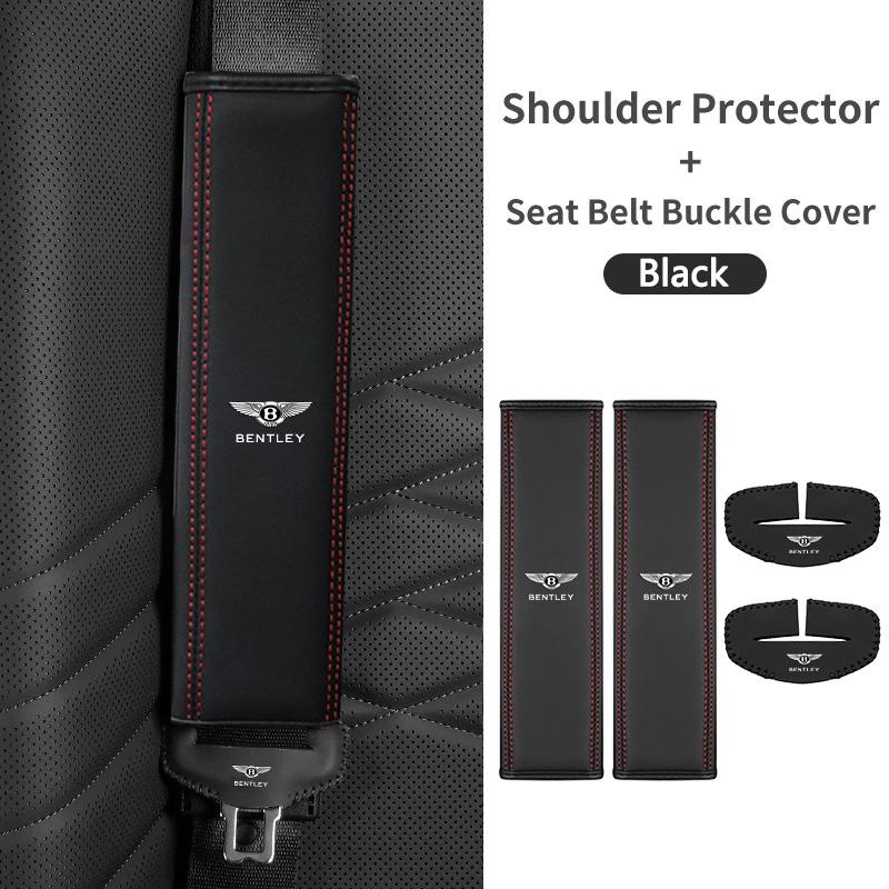 

4Pcs/Set Car Seat Belt Buckle Cover Safety Belts Shoulder Pads For Bentley Continental GT MULLINER Bentayga Flying Hurtling Spur