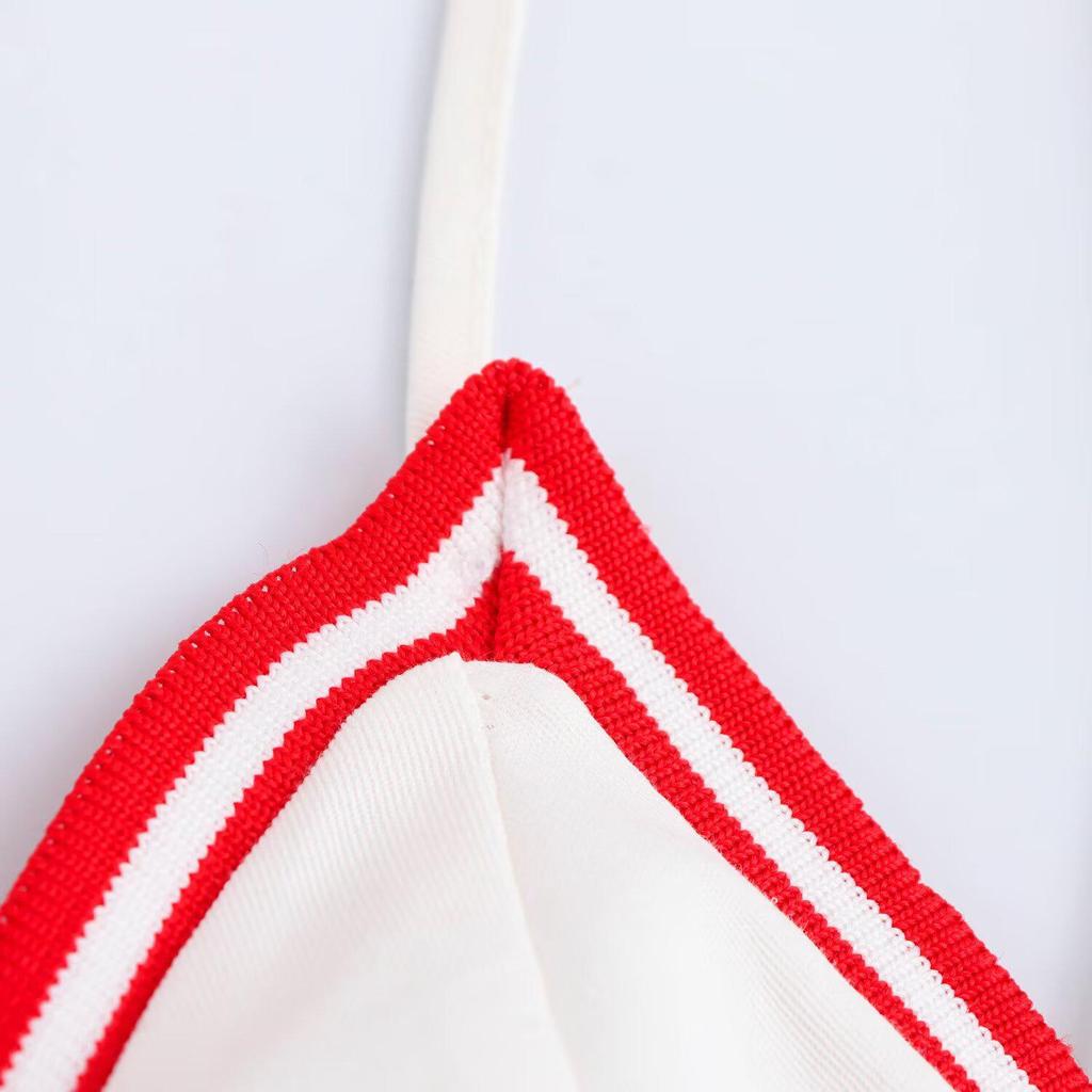 2025 Spring Women's Color-Block Ribbed V-Neck Slim Camisole Dress