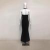 Fashion European and American women's clothing, sexy sleeveless backless neck nails drilled waist long evening dress bandage skirt