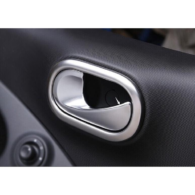 2PCS Inner Door Bowl Fit For Benz Smart Fortwo 2015- Silver Steel Cover Trim