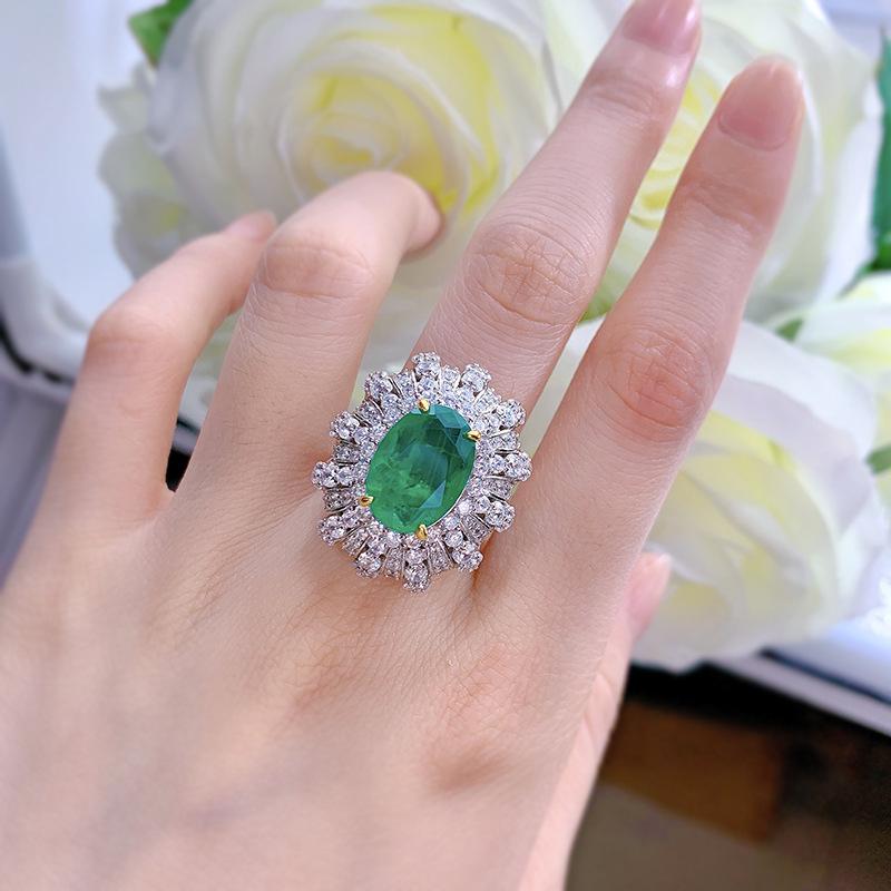 Lulu Tong Luxury S925 Silver Simulated Emerald-Cut Oval High Carbon Diamond Jewelry