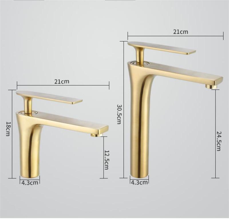 Tuqiu Bathroom Faucet Brushed Gold Brass Bathroom Basin Faucet Cold And Hot Water Mixer Sink Tap Deck Mounted Black/ChromeTap