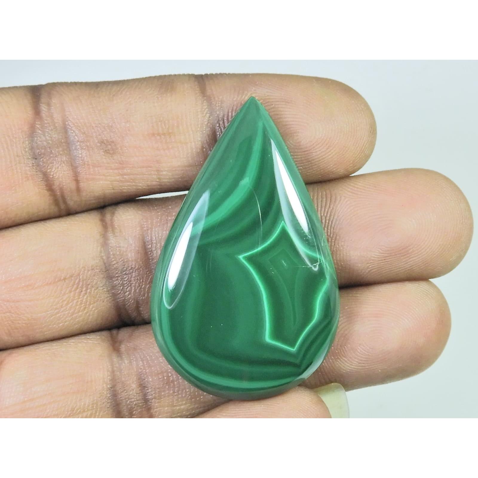 80Cts. Natural Green Malachite Pear Shape Cabochon Loose Gemstone 28X45X05MM D-341