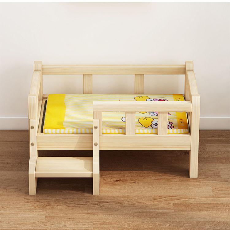 Teddy Cat & Dog Bed: Medium-Sized Solid Wood Pet House with Detachable Floor