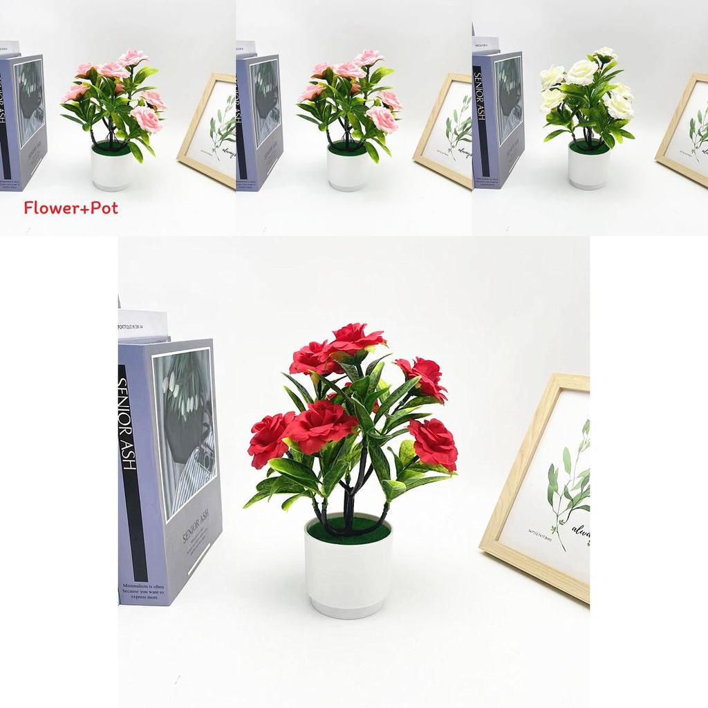 Romantic Rose Bonsai Artificial Plant For Valentines Day Gift And Indoor Decoration With Durable Material