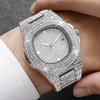 3PCS Luxury Rhinestone Men Watch Cuban Chain Jewelry Set Hip Pop Square Quartz Watches Accessories Gift Relogio Masculino