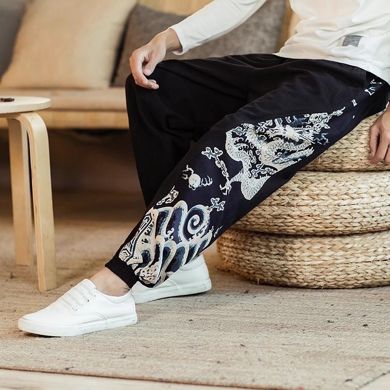 Chinese Drag Harem Pants Men Joggers Sweatpants Japanese Streetwear Men Pants Trousers Work Mens Pants