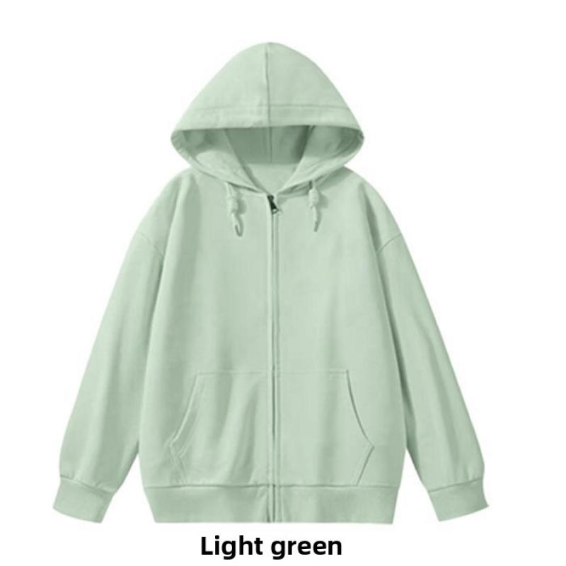 CVC cotton wool composite milk silk 320g back-necked plain zipper hoodie for women