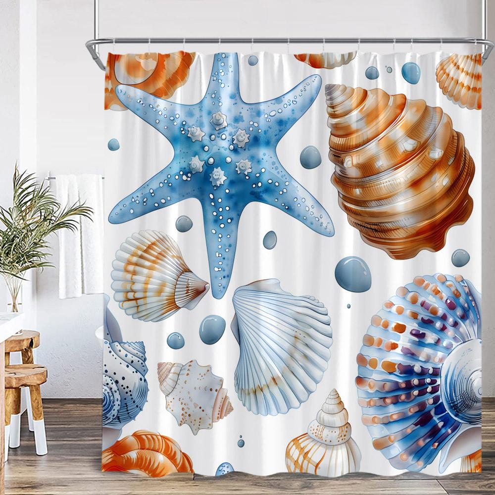 Cartoon Ocean Animals Kids Shower Curtains Tropical Fishes Coral Starfish Shell Bathroom Decorations Funny Children Bath Curtain