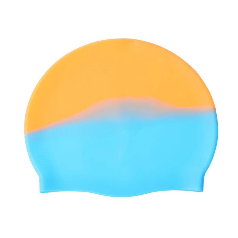 Gradient Color Silicone Swim Cap, Waterproof Elastic Swimming Cap for Adults and Kids
