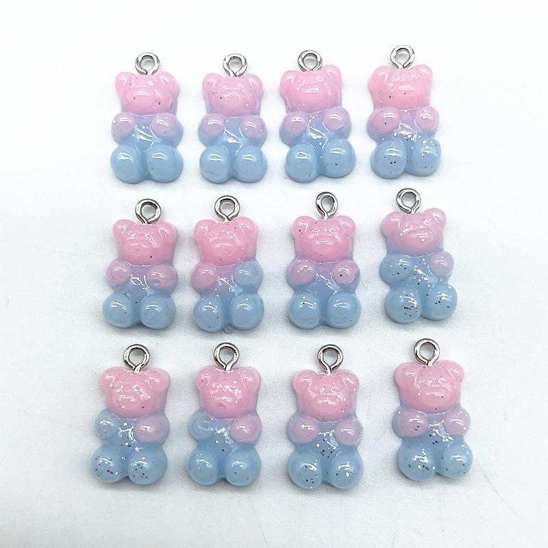 10Pcs Candy Bear Pendant Charms for Necklace Bracelet Earrings Jewelry Making Diy Findings Resin Bears Christmas Making