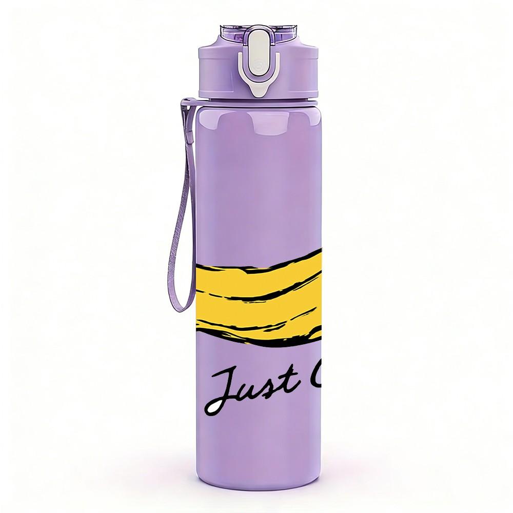 1PC Just Chill Banana Fruit Pattern 750ml Color Plastic Sports Water Bottle Leakproof Flip Straw Lid Suitable for Sports Office Home Use