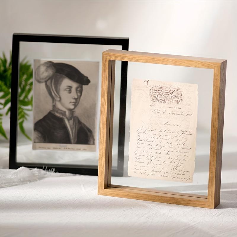 1 Pc 7-Inch Square Double-Sided Glass Picture Frame - Ideal for Displaying Dry Paintings and Leaves.European Style Wooden DIY Photo Frame for Tabletop