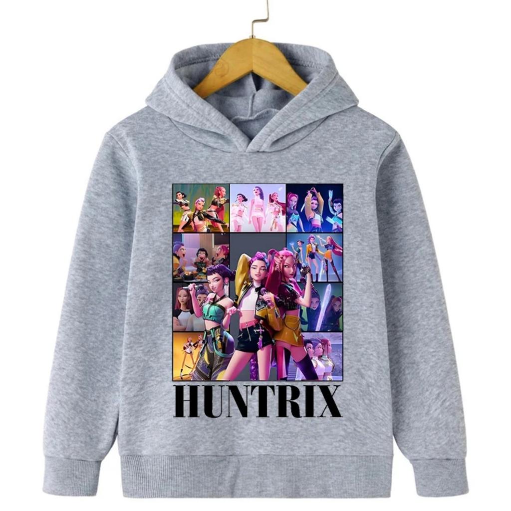Höst KPop Demon Hunter Huntrix Tryck Barn Sweatshirt Casual Mode Flickmode Street Pullover Toppar Barnkläder