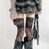 New Women Flower Lace Fishnet Thigh High Stockings Japanese Style JK Girl Sweet Lace Trim Frilly Over Knee Long Socks