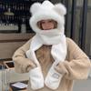 Korean Cute Plush Three-piece Set for Women's Autumn and Winter New Scarf Gloves Hat Integrated Plus Velvet Cold Proof and Warm Hat