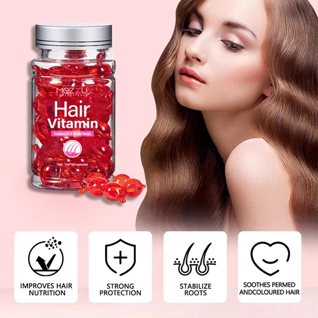 Olio per Capelli 20 Capsule - Vitamine per Capelli A C E Pro B5 - Siero Trattamento Capelli - Siero per Capelli Crespi e Danneggiati