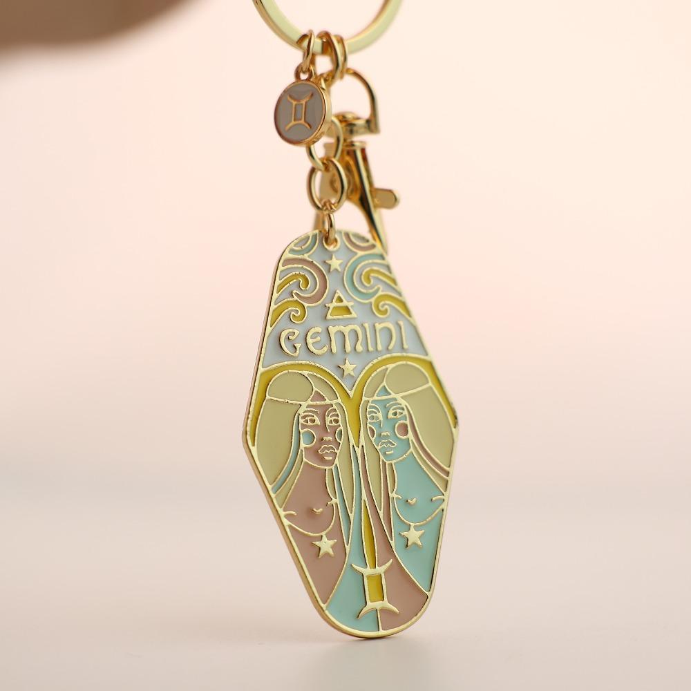 Lion Constellation Metal Pendant Capricorn Car Keyring 12 Constellation Keychain  Kids Girls