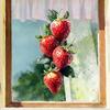 Strawberry Window Cling Watercolor Fruits Static Glass Decals Reusable Waterproof Sticker for Bathroom Kitchen Home Glass Window