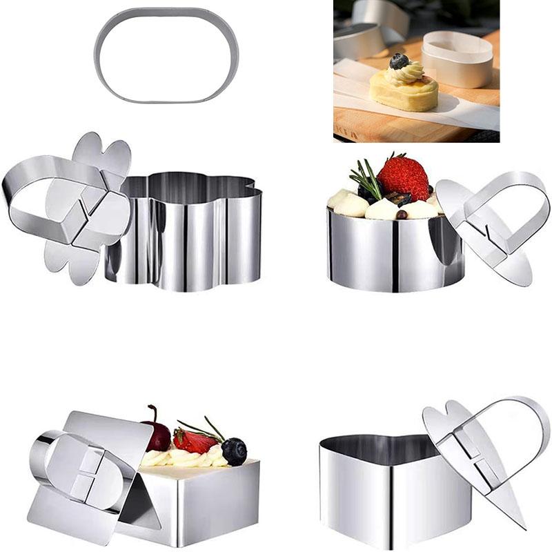 Oval Semi Raw Cheesecake Mold with Edge Baking Dessert Pudding Mousse Mold and Stainless Steel Cake Ring for Cooking Desserts
