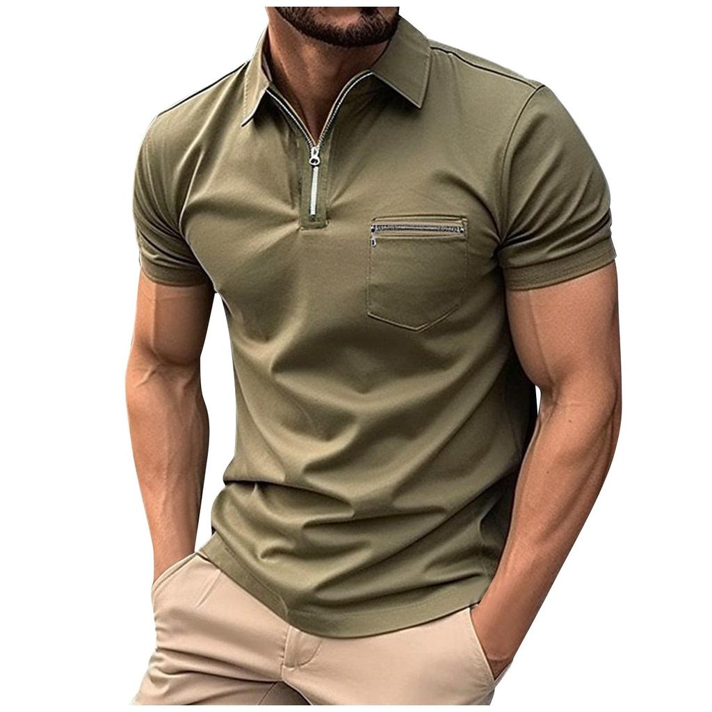 Men's Casual Shirt With Zipper Pocket And Men's Sports  Shirt