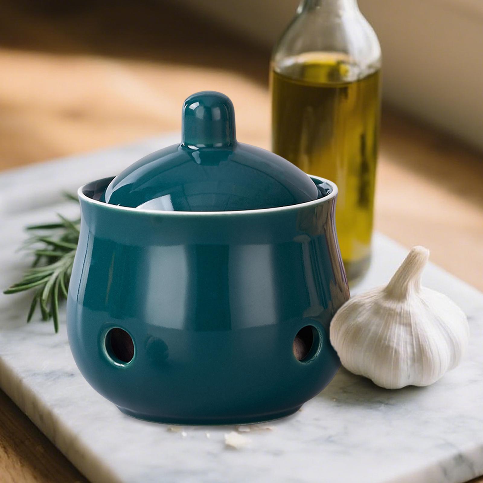 Керамический контейнер для хранения чеснока Сохраняйте зубчики чеснока свежими Вентилируемый для зелёный