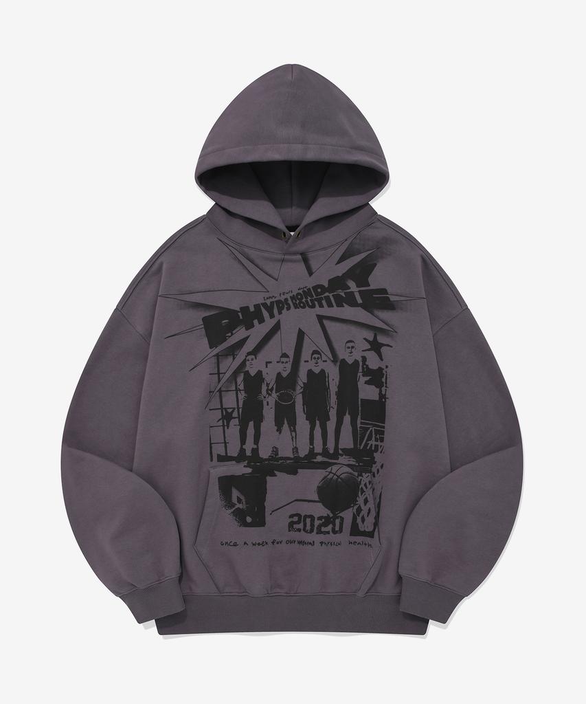 Cartoon Basketball Hoodie Purple Charcoal