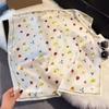70x70cm Lightweight Cotton Silk Square Scarf With Boho Floral Print Breathable Neck Wrap Women